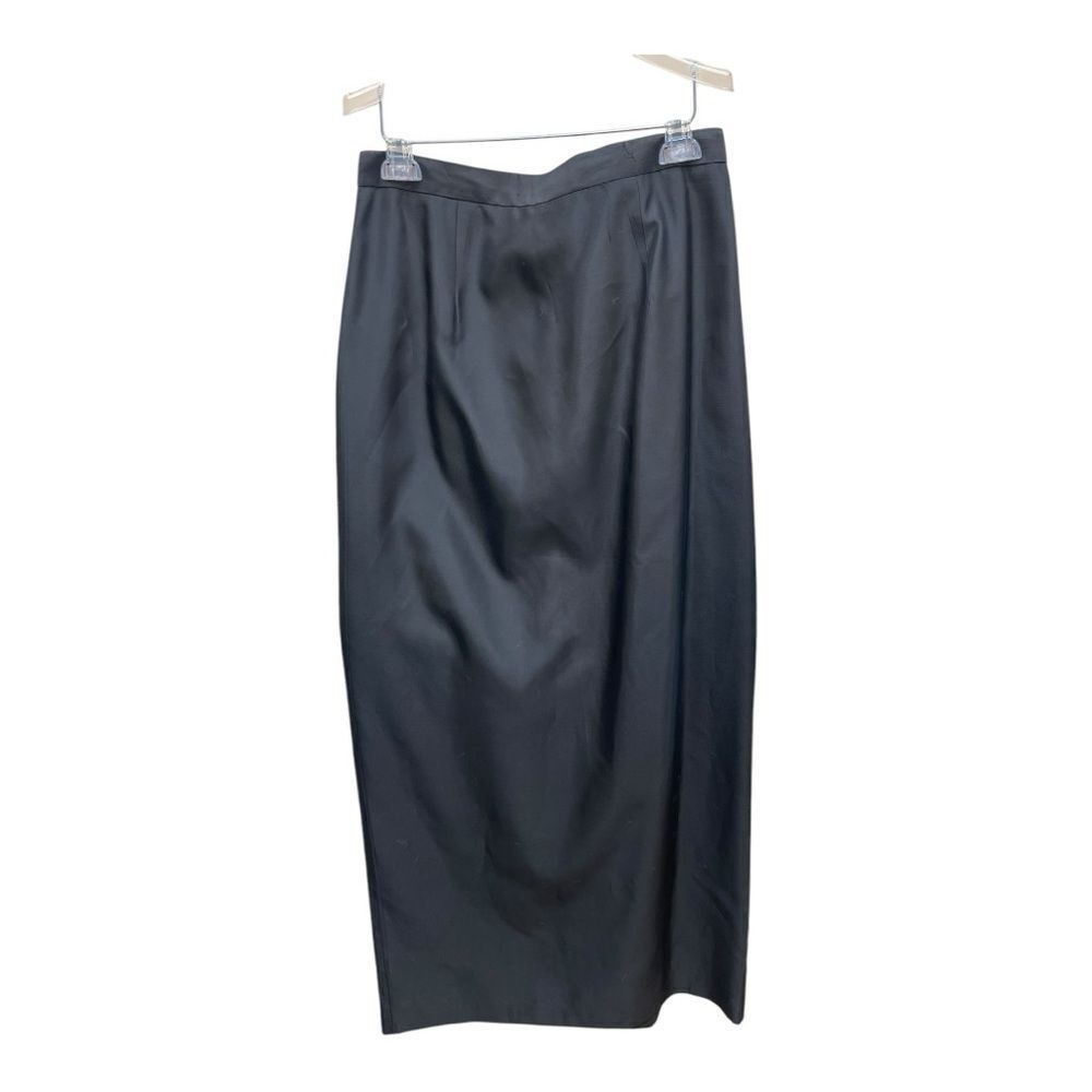Vtg Michaelangelo Black Evening High Waist Back Slit Taffeta Pencil Skirt Sz 12
